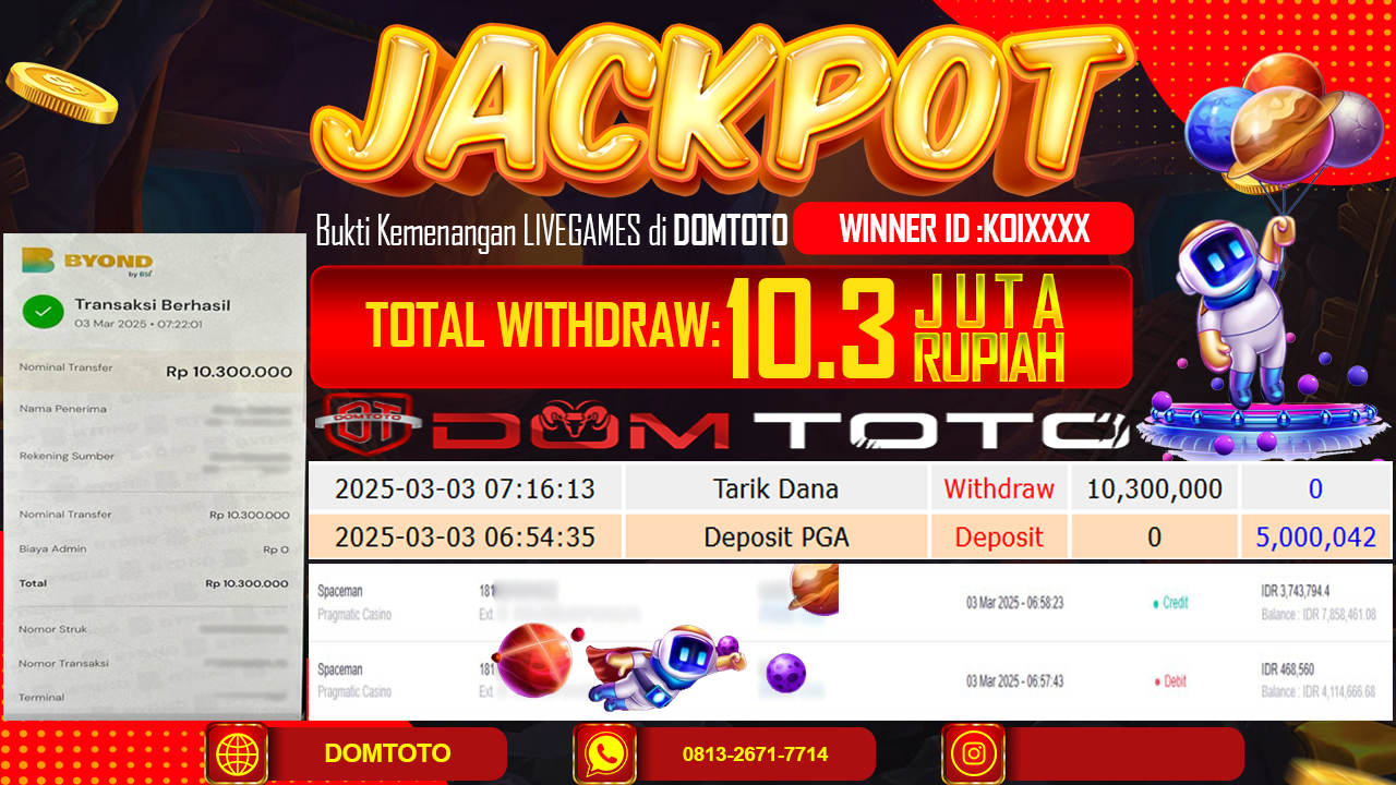 JACKPOT LIVEGAMES SPACEMAN 3 MARET 2025